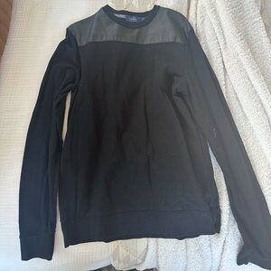 Black and faux leather detail- Topman